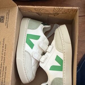 Veja Kids' Cream and Green Sneakers - never worn